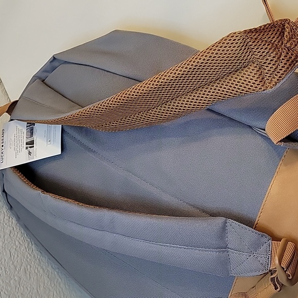 Lucky Brand Backpack, Travel, Lightweight, Comfortable, Gray/ Tan Unisex - Picture 11 of 16
